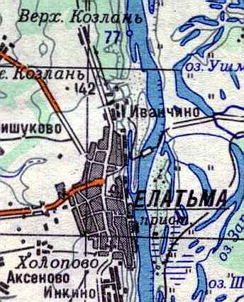 Карта Елатьмы и ее окрестностей.